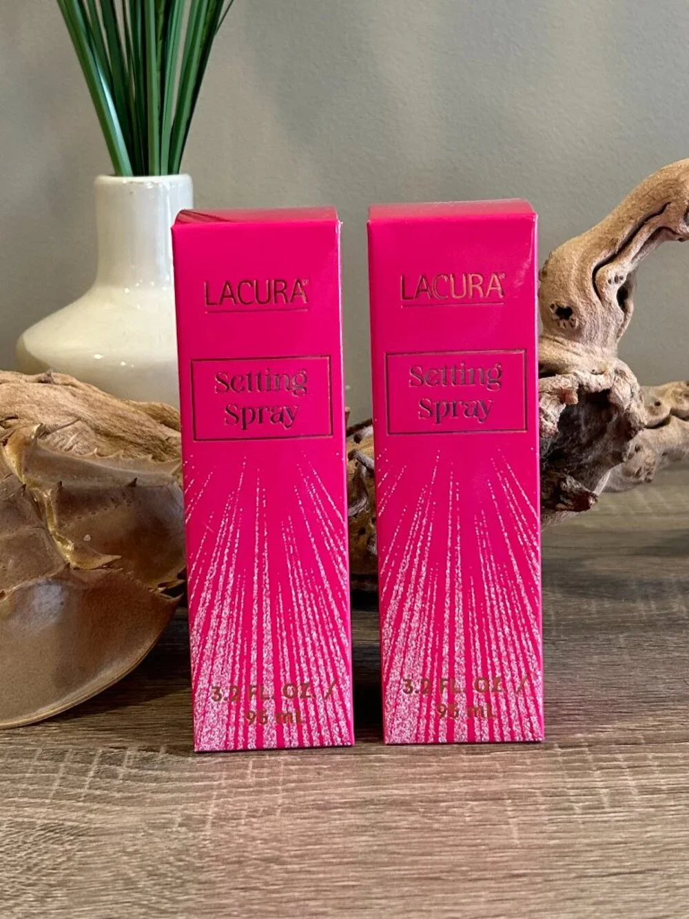 Set of 2 NEW UNOPENED Lacura Pink Makeup Setting Sprays. Long-Lasting Hold